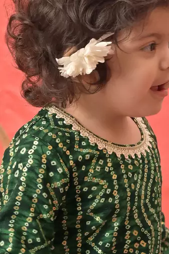 Sishu girls' green kurta and patiala set