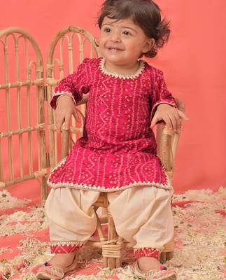 Sishu girls' pink kurta and patiala set 1