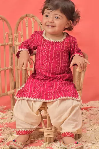 Sishu girls' pink kurta and patiala set