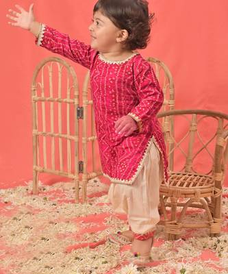 Sishu girls' pink kurta and patiala set 2