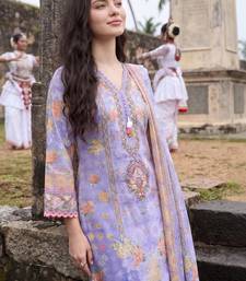 Women Floral Printed Regular Thread Work Linen Kurta with Trousers & With Dupatta