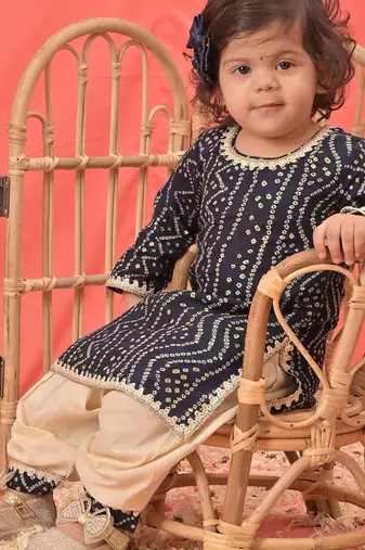 Sishu girls' navy blue kurta and patiala set