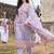 Women Floral Printed Regular Thread Work Linen Kurta with Trousers & With Dupatta