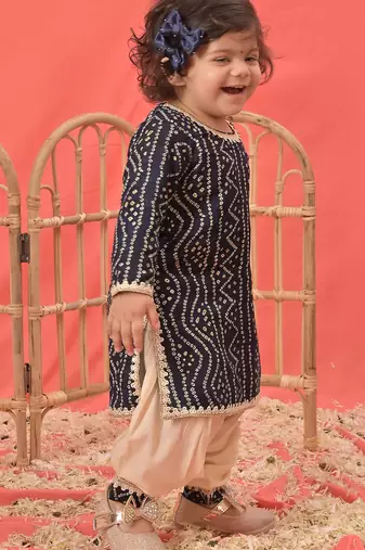 Sishu girls' navy blue kurta and patiala set