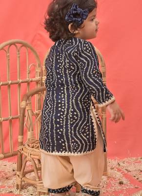 Sishu girls' navy blue kurta and patiala set 3