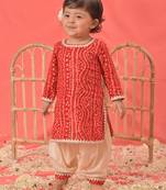 Sishu girls' red kurta and patiala set