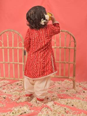 Sishu girls' red kurta and patiala set 3