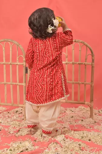 Sishu girls' red kurta and patiala set