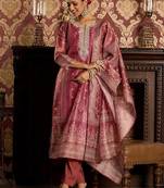 Floral Zari Embroidered Straight Kurta with Trouser & Dupatta