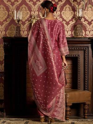 Floral Zari Embroidered Straight Kurta with Trouser & Dupatta 5