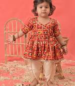 Sishu girls' red kurta and dhoti set