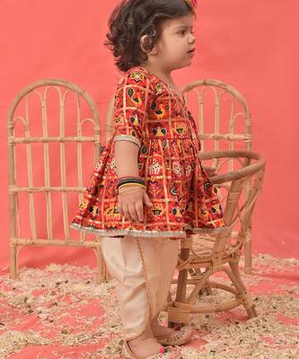 Sishu girls' red kurta and dhoti set 2