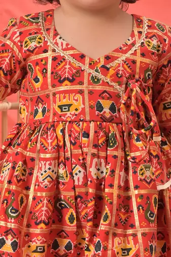 Sishu girls' red kurta and dhoti set