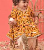 Sishu girls' yellow kurta and dhoti set