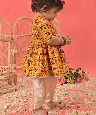Sishu girls' yellow kurta and dhoti set 2