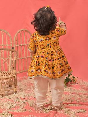 Sishu girls' yellow kurta and dhoti set 3