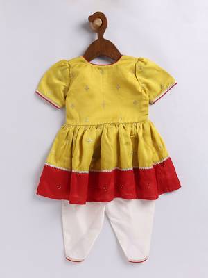 Girls' yellow and cream dhoti kurta set 3
