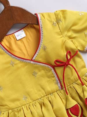 Girls' yellow and cream dhoti kurta set 4