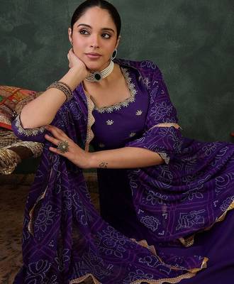 Embroidered Square Neck Anarkali Kurta With Trousers And Dupatta 2