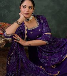Embroidered Square Neck Anarkali Kurta With Trousers And Dupatta