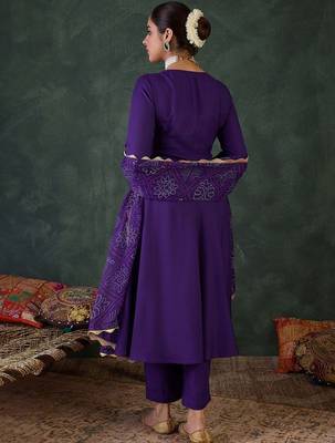 Embroidered Square Neck Anarkali Kurta With Trousers And Dupatta 5