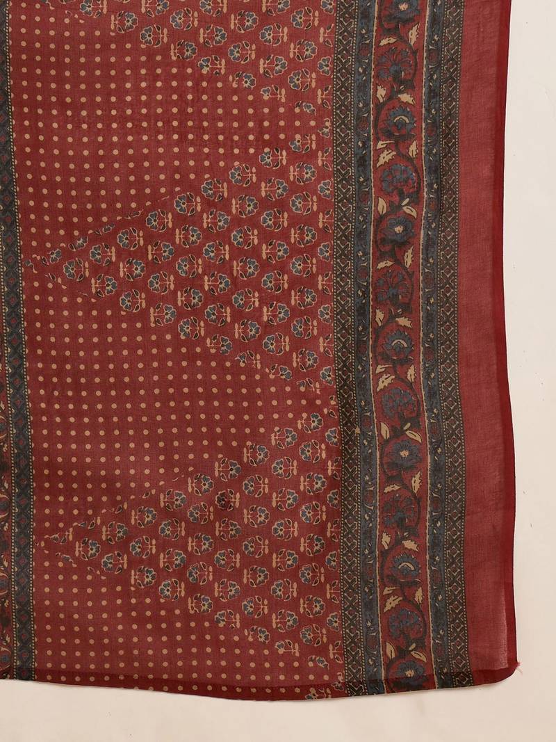 Women Ethnic Motifs Printed Regular  Cotton Kurta with Trousers & With Dupatta