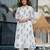 Floral Printed Round Neck Panelled A-Line  Cotton Kurta With Trousers