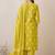 Floral Printed Notch Neck Sequinned  Cotton Kurta & Trousers & Dupatta