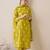 Floral Printed Notch Neck Sequinned  Cotton Kurta & Trousers & Dupatta