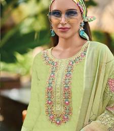 Floral Embroidered  Cotton Straight Kurta With Trousers & Dupatta