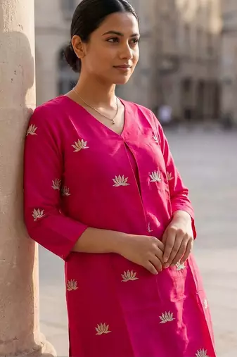Women Ethnic Motifs Embroidered Regular Thread Work Kurta with Trousers
