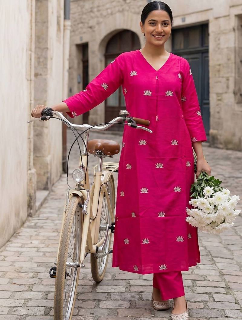 Women Ethnic Motifs Embroidered Regular Thread Work Kurta with Trousers