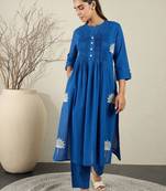 Women Ethnic Motifs Printed Cotton A-Line Kurta with Trousers