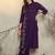 Floral Embroidered Mandarin Collar Thread Work  Cotton Kurta With Trousers