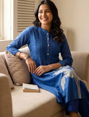 Women Ethnic Motifs Printed Regular  Cotton Kurta with Trousers 4