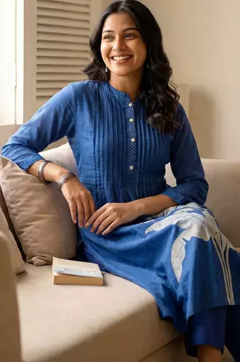 Women Ethnic Motifs Printed Regular  Cotton Kurta with Trousers