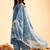 Blue Floral Printed V-Neck  Cotton Straight Kurta with Palazzo & Dupatta