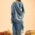 Blue Floral Printed V-Neck  Cotton Straight Kurta with Palazzo & Dupatta