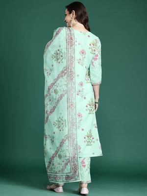 Floral Printed Regular Kurta with Trousers & Dupatta 7