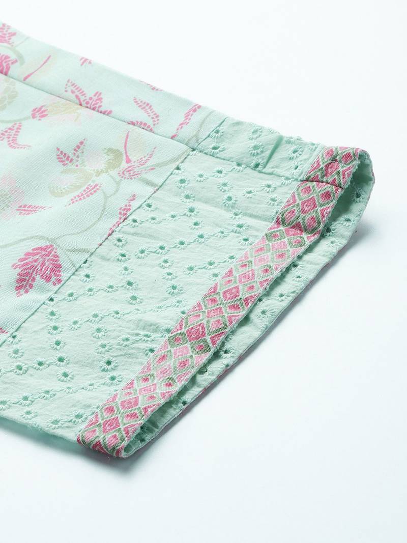 Floral Printed Regular Kurta with Trousers & Dupatta