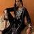 Black Floral Embroidered Notch Neck Straight Kurta