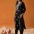 Black Floral Embroidered Notch Neck Straight Kurta