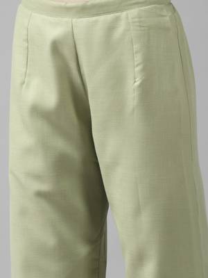 Women Green Yoke Design Regular Republic Day Kurta with Palazzos & Dupatta 3