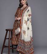 Women Ethnic Motifs Printed  Cotton Kurta with Trousers & With Dupatta