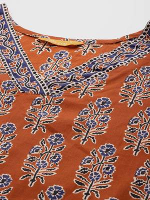 Women Ethnic Motifs Printed  Cotton Kurta with Trousers & With Dupatta 2