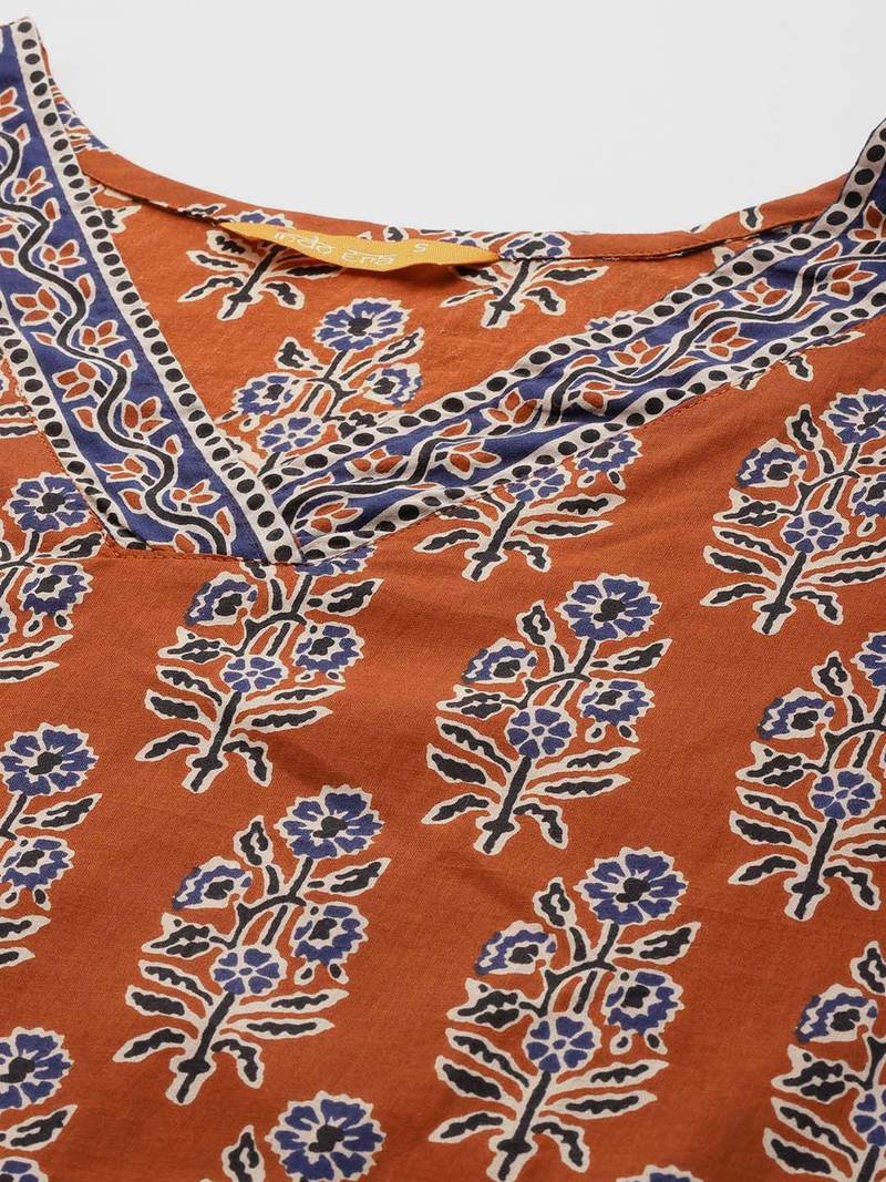 Women Ethnic Motifs Printed  Cotton Kurta with Trousers & With Dupatta