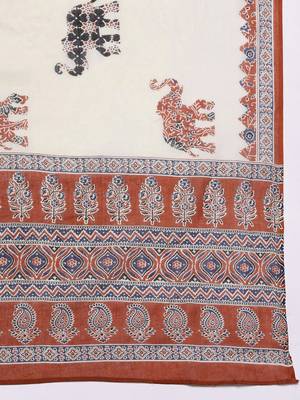 Women Ethnic Motifs Printed  Cotton Kurta with Trousers & With Dupatta 4