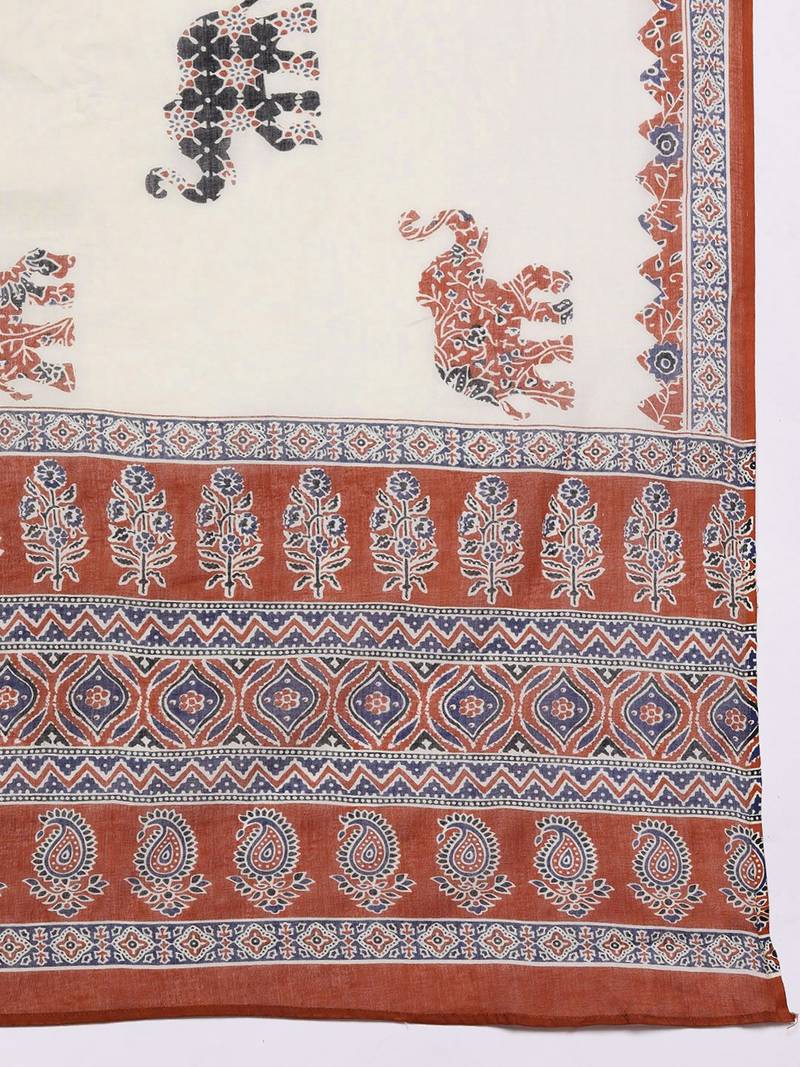 Women Ethnic Motifs Printed  Cotton Kurta with Trousers & With Dupatta