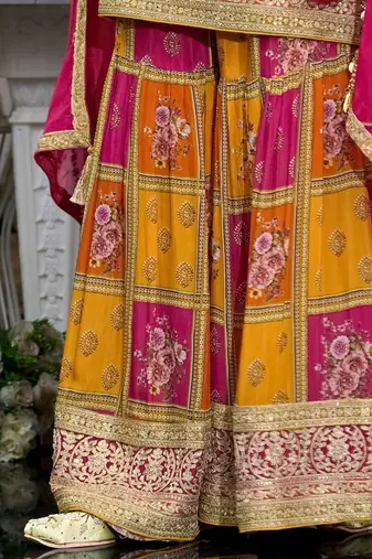 Floral Embroidered Sequinned Chinon Straight Kurta With Palazzos & Dupatta