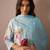 Floral Printed V-Neck Linen Kurta with Trousers & Dupatta